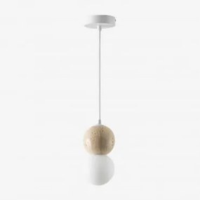 Lampada Da Soffitto Con Sfera Di Cristallo In Travertino Davise Bianco - Sklum