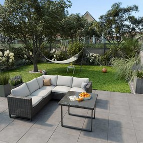 Salotto da giardino Noa NATERIAL in n/a antracite con cuscini in poliestere per 5 persone