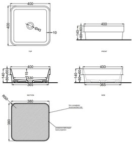 Cielo Enjoy Lavabo 40x40 semincasso quadro Senza Troppopieno talco