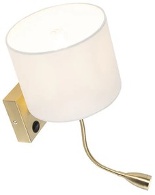 Lampada da parete intelligente oro con paralume bianco incl. Wifi A60 - Brescia
