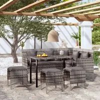 Set Mobili 5 pz Divano a L con Cuscini in Polyrattan Grigio 318579