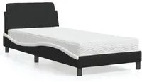 Letto con Materasso Nero e Bianco 90x190 cm in Similpelle 3208322