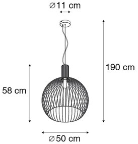 Lampada a sospensione rotonda intelligente nera 50 cm incl. Wifi G95 - Dos