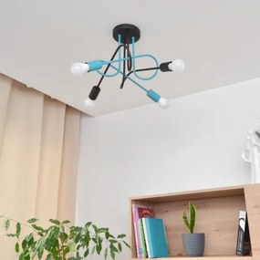 Lampadario a plafone OXFORD 4xE27/15W/230V nero/turchese