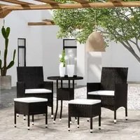 Set Divani da Giardino 5 pz in Polyrattan Nero cod mxl 71420