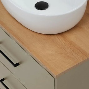 Mobile bagno sospeso 80cm tortora con due cassetti e specchio Brik