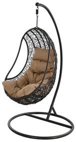 Dondolo effetto rattan con cuscino imbottito 107x67x118 cm