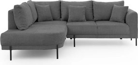 Divano angolare grigio scuro (con penisola a sinistra/a L) con rivestimento in ciniglia Mauris – Ropez