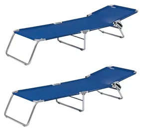 Coppia Di Lettini Pieghevoli Con Tettuccio Regolabile Prendisole Parasole Schienale Reclinabile Regolabile Struttura Metallo Nero Sedia Sdraio