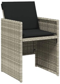 Set pranzo da giardino 9pz con cuscini grigio chiaro polyrattan