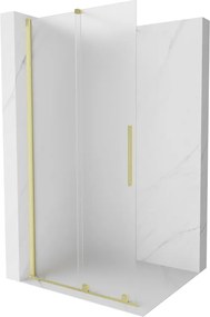 Mexen Velar parete doccia scorrevole Walk-in 80 x 200 cm, satinato 8 mm, oro spazzolato - 871-080-000-33-55
