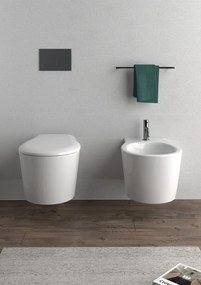 Coppia sanitari sospesi scarico a parete OLYMPIA CERAMICA Soft bianco WC: P 54 x L 37 x H 42 cm, bidet: P 54 x L 37 x H 42 cm