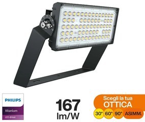 Faro Modulare LED 200W IP66, 167lm/W, No Flickering - PHILIPS Xitanium Colore Bianco Freddo 5.000K, Scegli l'angolo di illuminazione 30°