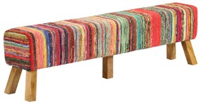 Panca Multicolore 160 Cm Tessuto Chindi E Legno Massello Mango /