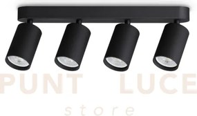 Dynamite faretto nero orientabile 4 luci attacco gu10 38,5cm lampad...