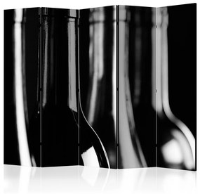 Paravento Bottiglie di vino II - bottiglia di vino in bianco e nero