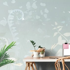 Carta da parati autoadesiva – Natura morta vegetale astratta in blu-grigio