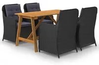 Set Mobili da Pranzo per Giardino 5 pz Nero 3068772