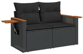 Set Divani da Giardino con Cuscini 8 pz Nero in Polyrattan