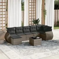 Set Divano da Giardino 8 pz con Cuscini Grigio in Polyrattan 3221689