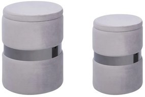 Set di 2 pouf portaoggetti velluto grigio DORIS Beliani