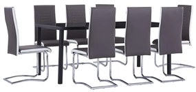 Set Sala Da Pranzo 9 Pz İn Similpelle Grigio /