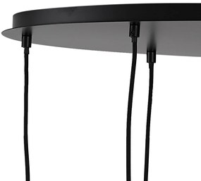 Lampada a sospensione moderna nera con vetro fumé 9 luci - Jia