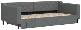 Divano letto estraibile cassetti grigio scuro 100x200cm tessuto