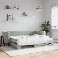 Divano Letto con Letto Estraibile Grigio Chiaro 90x200 Velluto 3196691