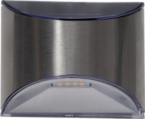 Set di 2 luci LED solari a parete in acciaio inox, altezza 8 cm Wally - Star Trading