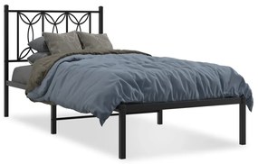 Giroletto Con Testiera İn Metallo Nero 90x190 Cm /