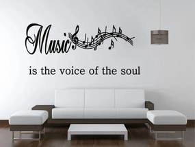 Adesivo murale con l'iscrizione MUSIC IS THE VOICE OF THE SOUL (La musica è la voce dell'anima) 80 x 160 cm