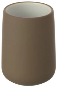 Bicchiere portaspazzolini da appoggio Sidney in ceramica tortora