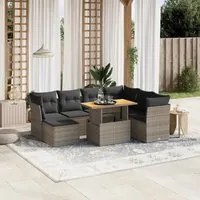 Set Divano da Giardino 8 pz con Cuscini Grigio in Polyrattan 3275496