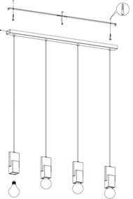 Eglo 99532 - Lampadario su corda LOBATIA 4xE27/40W/230V
