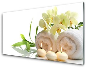 Pannello paraschizzi cucina Asciugamani Spa. Candele. Orchidea 100x50 cm