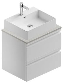 Mobile da bagno sotto lavabo Pull bianco laccato opaco L 60 x H 56 x P 46 cm 2 cassetti, lavabo non incluso