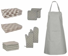 Set Strofinacci 15 Pz Con Guanti Forno E Presine Cotone Grigio /