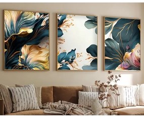 SET 3x Foto in cornice 50x70 cm piante