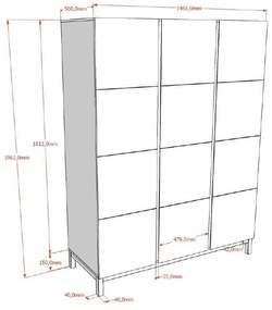 Armadio per bambini bianco 149x196x58 cm Eva – Vipack