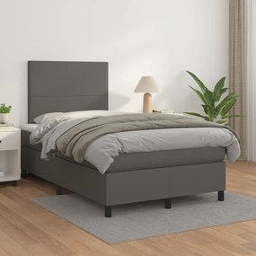 Giroletto A Molle Con Materasso Grigio 120x200 Cm İn Similpelle /