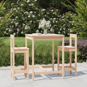 Set Bar Da Giardino 3 Pz İn Legno Massello Di Pino /