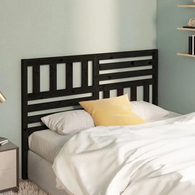 Testiera per letto nera 141x4x100 cm in legno massello di pino