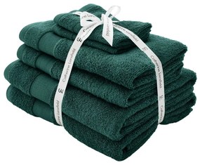 Set di asciugamani per viso e corpo tipo terry verde scuro in cotone 6 pz Anti-Bacterial – Catherine Lansfield
