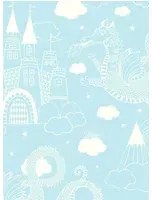 Majvillan Carta da parati Dragon Sky - Light Blue/ Cream White