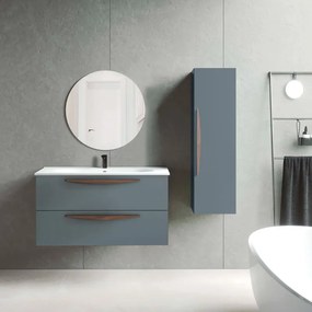 Mobile da bagno sospeso sotto lavabo L 99.5 x H 55 x P 45 cm blu atollo laccato opaco, 2 cassetti VISOBATH Arco
