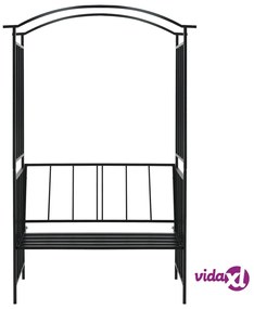 vidaXL Arco da Giardino con Panca Nero 128x50x207 cm in Ferro