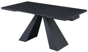 Tavolo pranzo all. 6-10 pax Vetro temperato, Ceramica e Metallo Eff. marmo Nero - LOZIPA di Pascal MORABITO