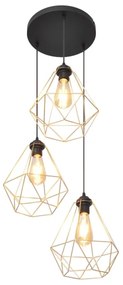 Lampadario a sospensione con filo KARO 3xE27/15W/230V oro/nero