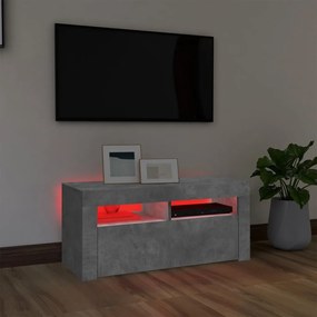 Mobile porta tv con luci led grigio cemento 90x35x40 cm